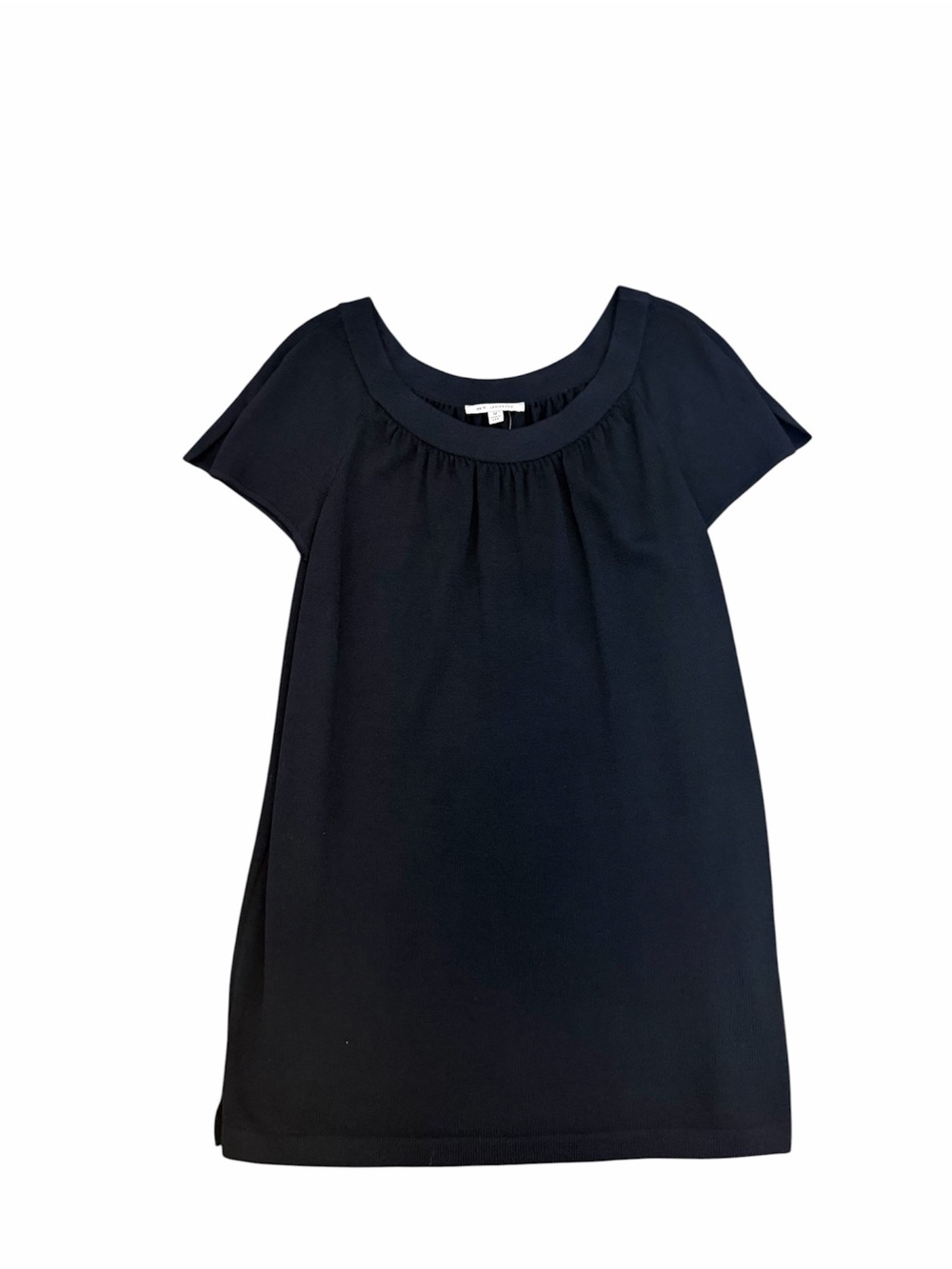 St. John Black Short Sleeve Scoop Neck Dress